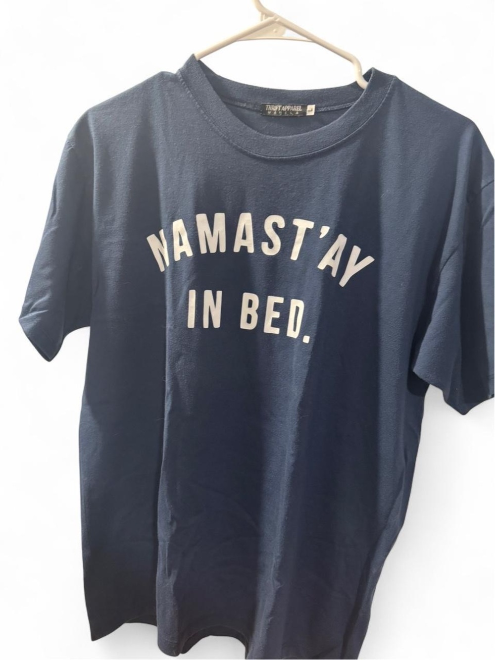 Navy "Namast'ay In Bed" Short Sleeve Tee